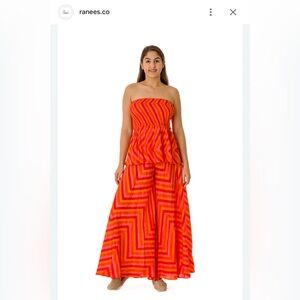 Ranee’s Vibrant Red Zigzag Off-Shoulder Set